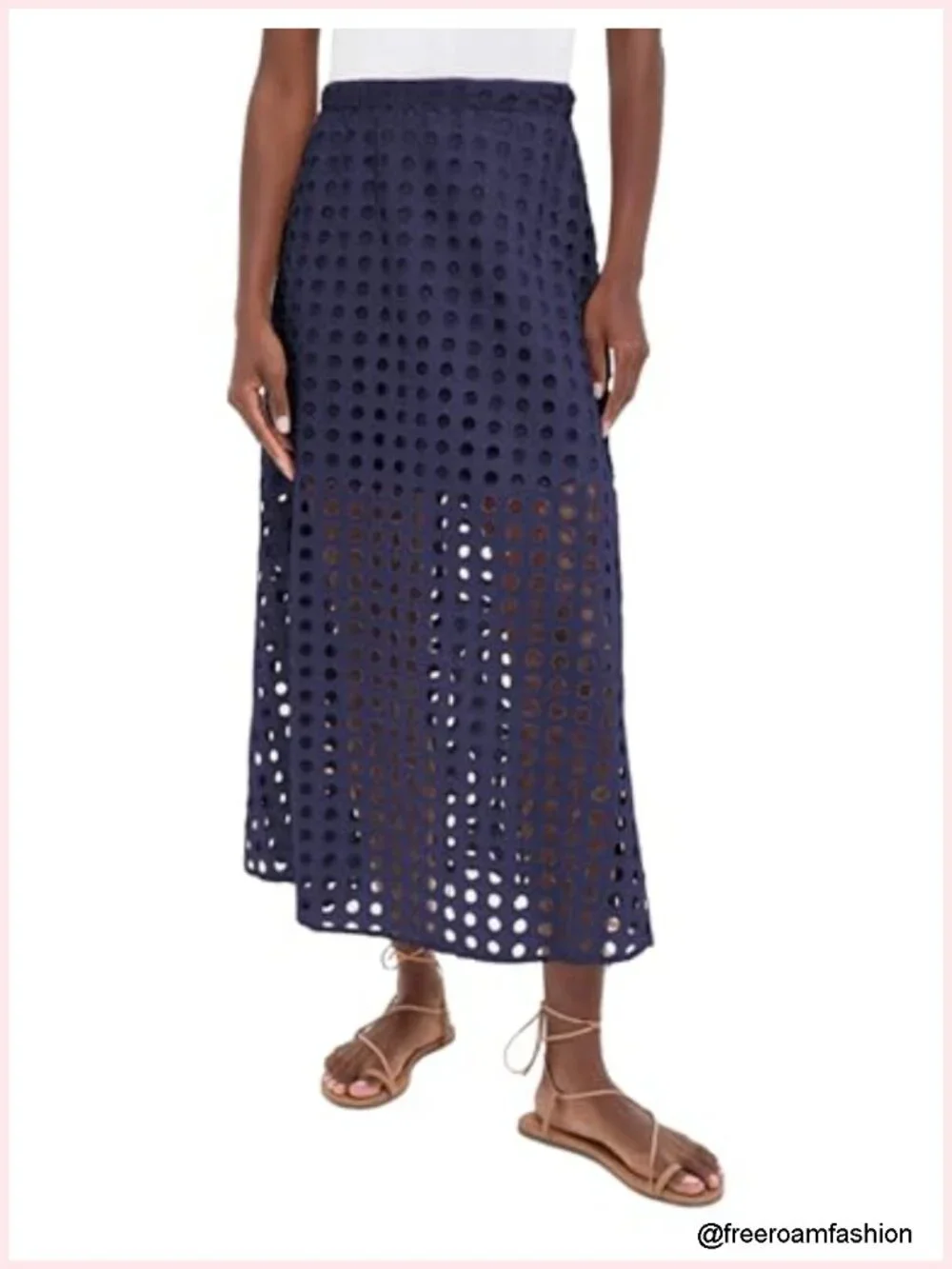 Eyelet Bohemian Maxi Skirt with Mini Slip High Rise Summer Beach